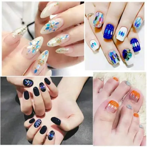 Set 12 ô nhũ đá hạt gạo hình lá trang trí móng đa dạng siêu đẹp
