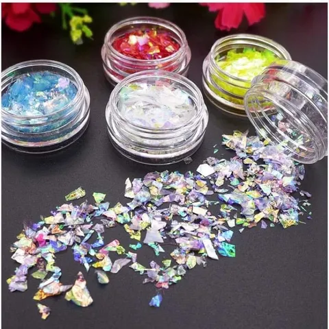 Set 12 hũ giấy xà cừ thuỷ tinh khổng tước ẩn gel trang trí móng siêu đẹp Hot