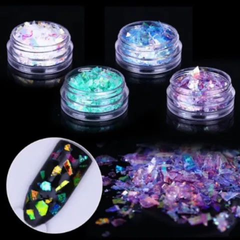 Set 12 hũ giấy xà cừ thuỷ tinh khổng tước ẩn gel trang trí móng siêu đẹp Hot