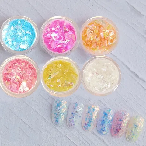 Set 12 hũ giấy xà cừ thuỷ tinh khổng tước ẩn gel trang trí móng siêu đẹp Hot