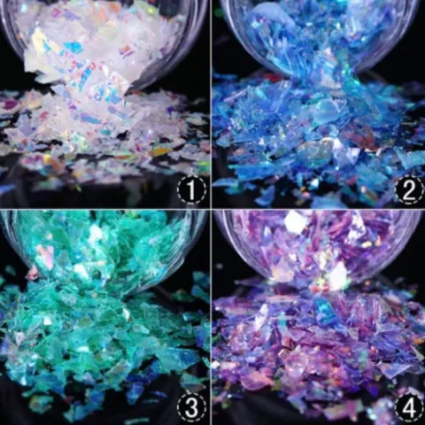 Set 12 hũ giấy xà cừ thuỷ tinh khổng tước ẩn gel trang trí móng siêu đẹp Hot