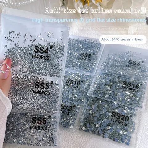 Đá chân keo đính móng siêu sáng bền bịch mix đủ size set 1440v
