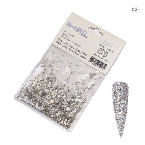 Đá chân keo đính móng siêu sáng bền bịch mix đủ size set 1440v