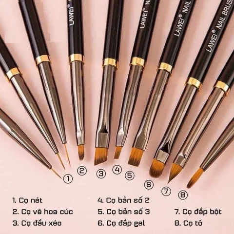 Set 10 cọ nhật LAWEL cao cấp vẽ Nail chuyên nghiệp đủ cây cần thiết nhất ngành nail hàng chuẩn loại 1 lông chồn xịn