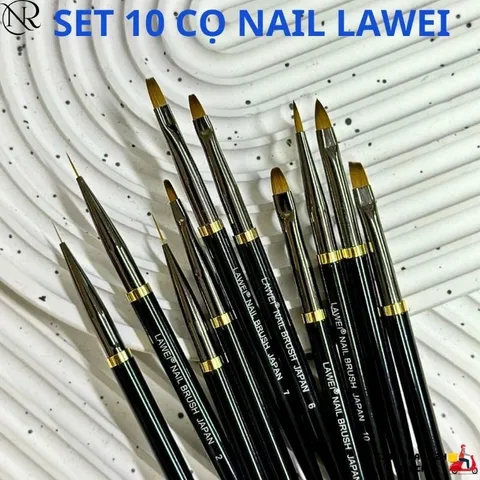 Set 10 cọ nhật LAWEL cao cấp vẽ Nail chuyên nghiệp đủ cây cần thiết nhất ngành nail hàng chuẩn loại 1 lông chồn xịn