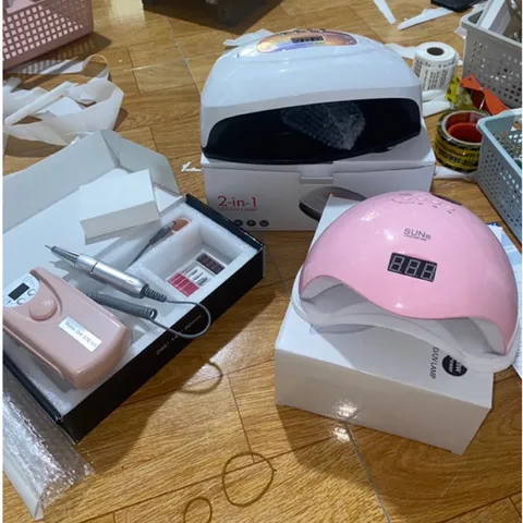 Combo máy hơ gel máy mài tích điện 9 tiếng siêu êm khoẻ học làm nghề nail hàng chuẩn