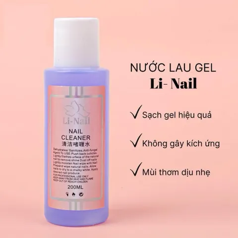Nước làm móng - Dung dịch cồn lau gel - Nước rửa cọ Li Nail - Axitone rửa móng chuyên dụng Ngành Nail chai 500ml