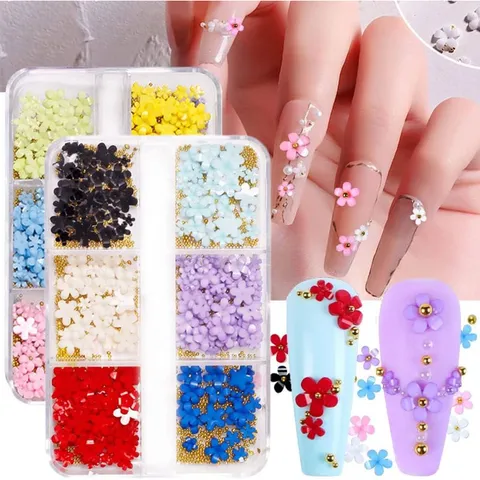 Cham hoa nhí đính móng khay 6 ngăn siêu đẹp mix màu