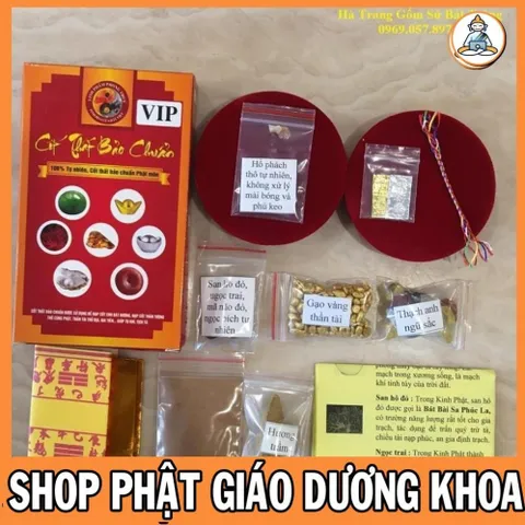 Bộ Cốt Thất Bảo Chuẩn Đầy Đủ (VIP) - Có Hộp Nhung - Tặng Kèm Gạo Vàng, Trầm Đốt, Chỉ Ngũ Sắc, Bốc Bát Hương, Nạp Tượng 844556