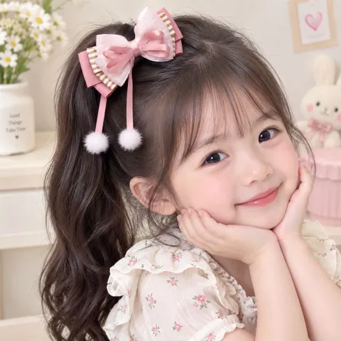 kẹp tóc nơ lông siêu xinh yêu cho bé