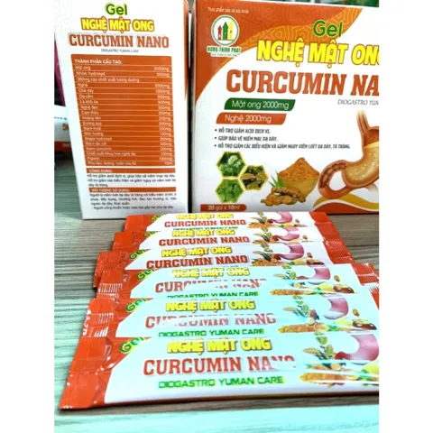 Gel nghệ mật ong curcumin nano giảm viêm loét dạ dày tá tràng viên đau dạ dày, hành tá tràng trào ngược dạ dày thực quản
