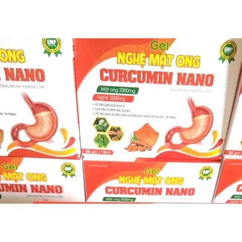 Gel nghệ mật ong curcumin nano giảm viêm loét dạ dày tá tràng viên đau dạ dày, hành tá tràng trào ngược dạ dày thực quản