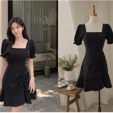 (PASS) Đầm cổ vuông đuôi cá (<45kg)