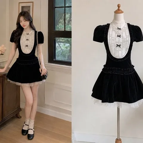 (NEW) Đầm tiểu thư nhung dáng xoè (<50kg)