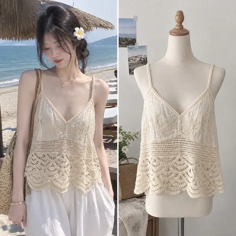 (PASS) Áo hai dây phong cách vintage (<48kg)