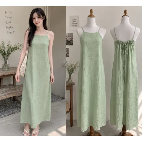 (PASS) Đầm maxi cổ yếm đi biển (<46kg)