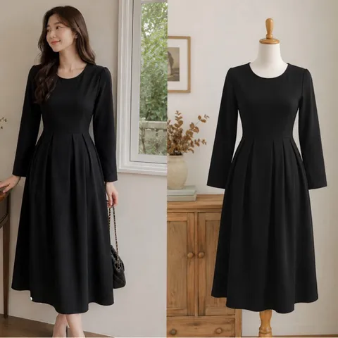 (PASS) Đầm tay lỡ dáng xoè dài (<43kg)