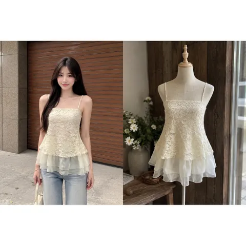 (PASS) Áo 2 dây phối voan (<48kg)