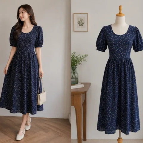 (PASS) đầm babydoll hoạ tiết hoa nhí (<46kg)