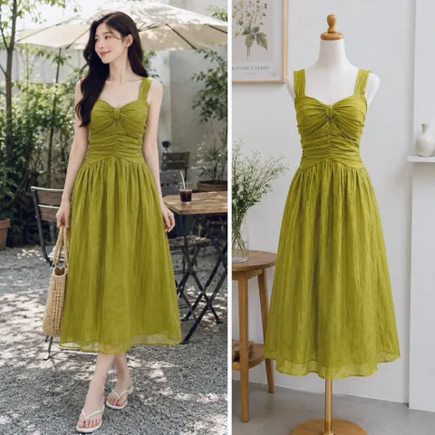 (PASS) Đầm xoè nhún eo tiểu thư (<48kg)