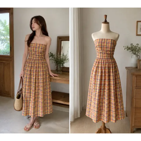 (NEW) Đầm maxi cup ngực đi biển (<46kg)