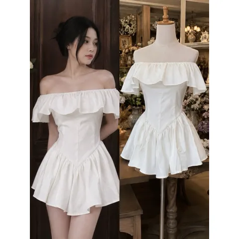(PASS) Đầm trễ vai dáng xoè ngắn (<48kg)
