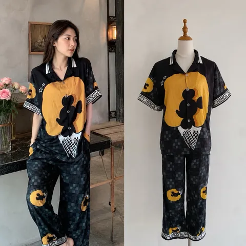 (PASS) Bộ pijama cộc tay lụa xước (<45kg)