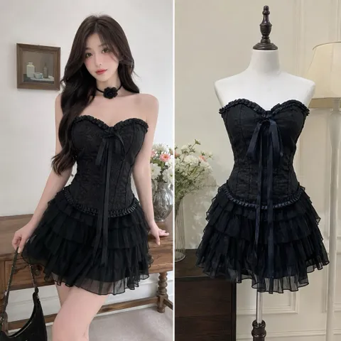 (PASS) Set áo ống kèm chân váy xoè (<45kg)