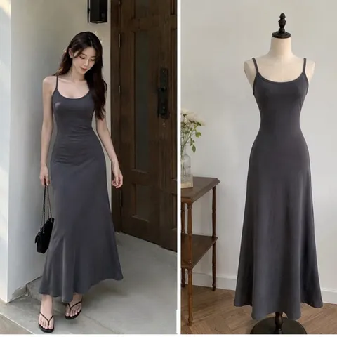 (PASS) Đầm body 2 dây đuôi cá (<45kg)