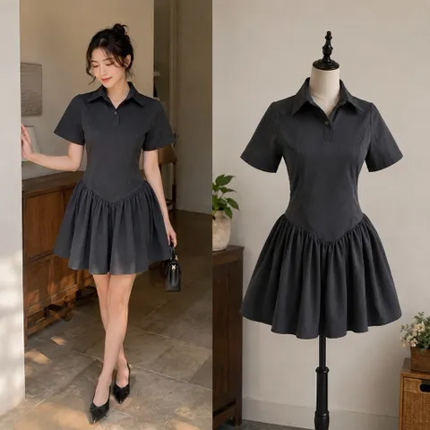 (PASS) Đầm xoè cổ somi (<47kg)