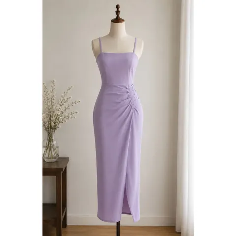 (PASS) Đầm body nhún eo xẻ tà quyến rũ (<45kg)