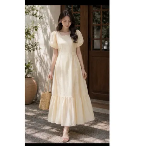 (PASS) Đầm xô tiểu thư phối chân váy xoè (<50kg)