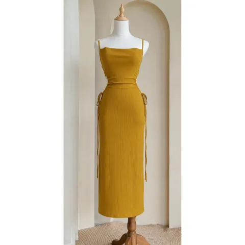 (NEW) Đầm maxi khoét eo rút dây đi biển (48kg)