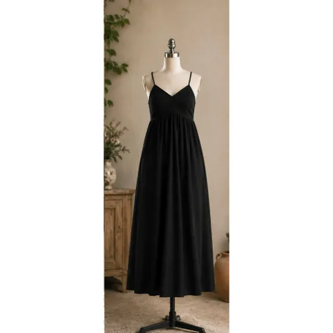 m(PASS) Đầm maxi lụa hai dây rút ngực (<48kg)