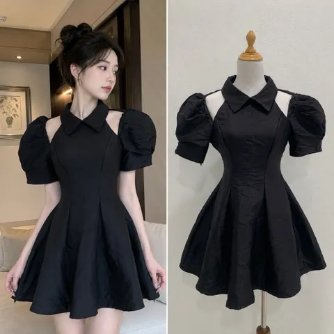 (PASS) Đầm tafta khoét vai cổ somi (<45kg)