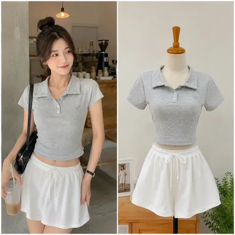 (PASS) Áo croptop thêu tim (<45kg)