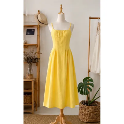 (PASS) Đầm 2 dây vintage khoét lưng (<43kg)