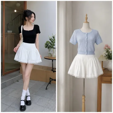 (PASS) Chân váy xoè viền ren