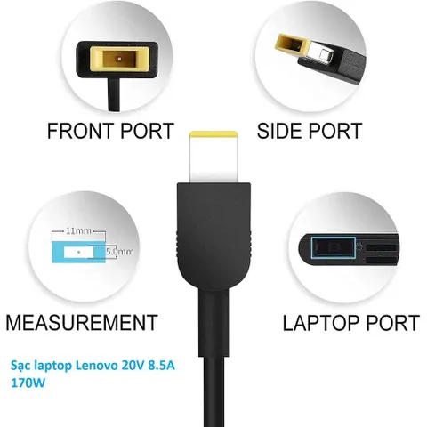 Sạc laptop Lenovo 20V 8.5A 170W Y530 - 15ICH P71 W540 W541 Y540 - 15IRH chân vuông slim