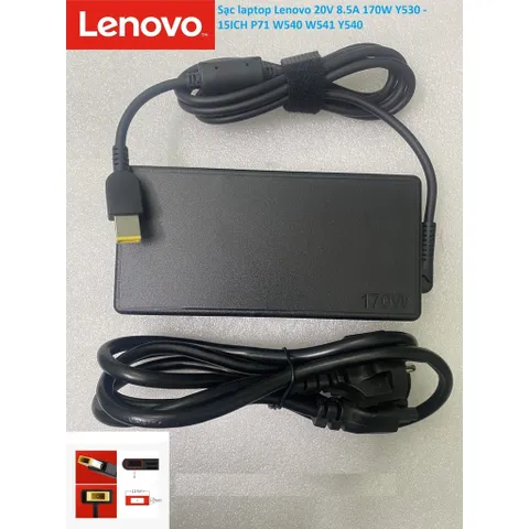 Sạc laptop Lenovo 20V 8.5A 170W Y530 - 15ICH P71 W540 W541 Y540 - 15IRH chân vuông slim