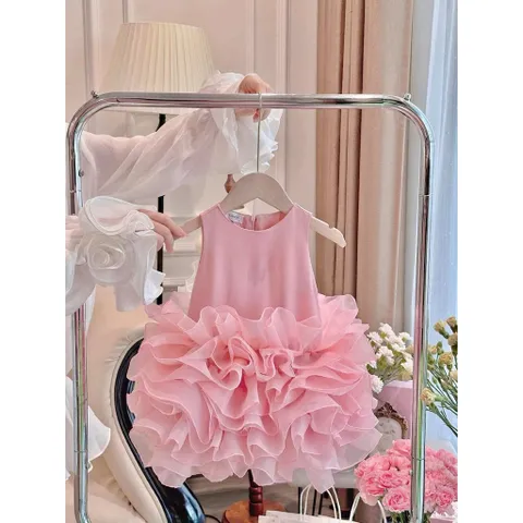Váy cho bé gái, Váy công chúa cao cấp dáng phồng hoa 3D cho bé 8-25kg