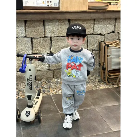 Quần áo thu đông bé trai, set bộ nỉ 2 da hoạ tiết chú chó cứu hộ cho bé từ 7-26kg