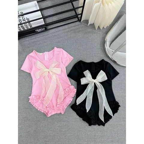 Đồ bơi cho bé, bikini liền thân nơ dài cho bé gái 10-30kg