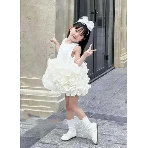 Váy cho bé gái, Váy công chúa cao cấp dáng phồng hoa 3D cho bé 8-25kg