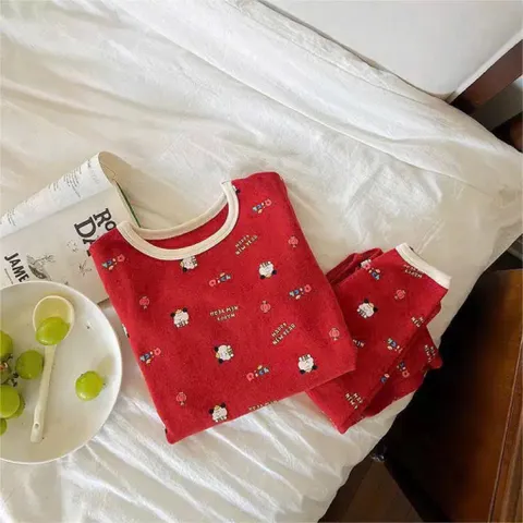 Quần áo thu đông cho bé, set bộ quần áo dài tay chất cotton zip hoạ tiết Happy New Year cho bé trai và bé gái 8-26kg