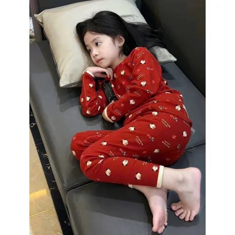 Quần áo thu đông cho bé, set bộ quần áo dài tay chất cotton zip hoạ tiết Happy New Year cho bé trai và bé gái 8-26kg