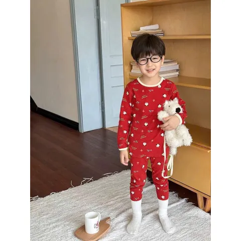 Quần áo thu đông cho bé, set bộ quần áo dài tay chất cotton zip hoạ tiết Happy New Year cho bé trai và bé gái 8-26kg