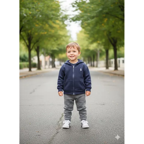 Áo khoác nhẹ cho bé, áo khoác nỉ 2 da có mũ kéo cho bé trai và bé gái size 8-27kg