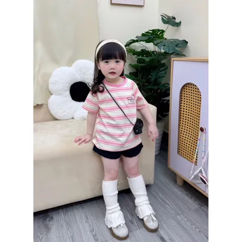Áo phông bé gái, áo cotton mềm mát hoạ tiết Hello Kitty cho bé 9-26kg