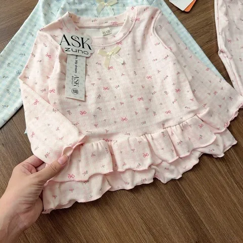 Bộ thu đông bé gái, set bộ quần áo dài tay chất thun thông hơi hoạ tiết hoa nhí dễ thương cho bé 9-26kg